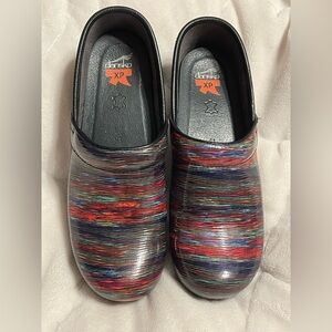Dansko 41 Leather Professional Multicolor Stripe Nurse Teacher Classic Clog